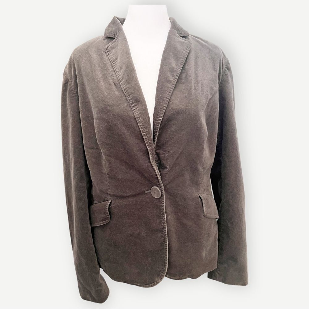 Talbots Vintage Suede One Button Puff Sleeve Classic Blazer Jacket. 12.